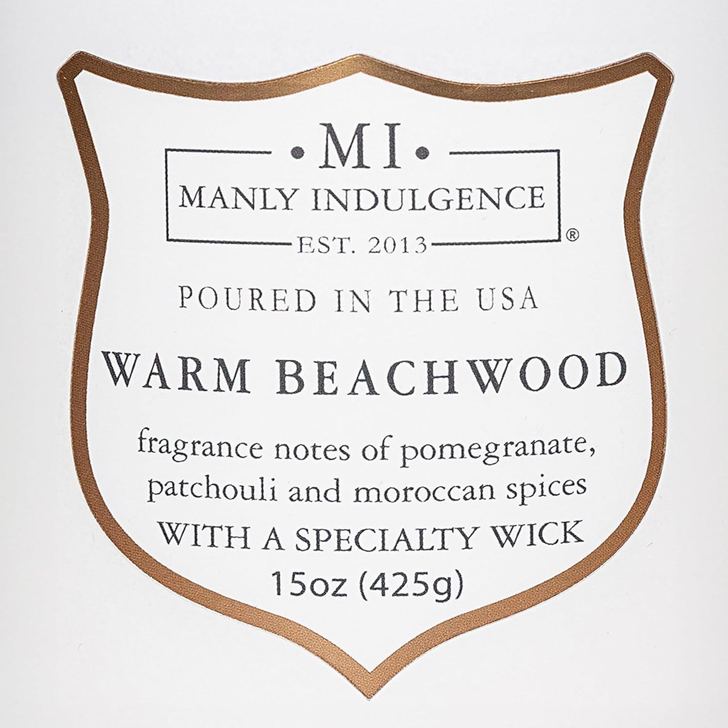 Manly Indulgence Warm Beachwood Scented Candles for Men, 15 oz Wooden Wick, Premium Soy Blend Wax, 60H Burn, Candles for Home Scented - Made in The USA