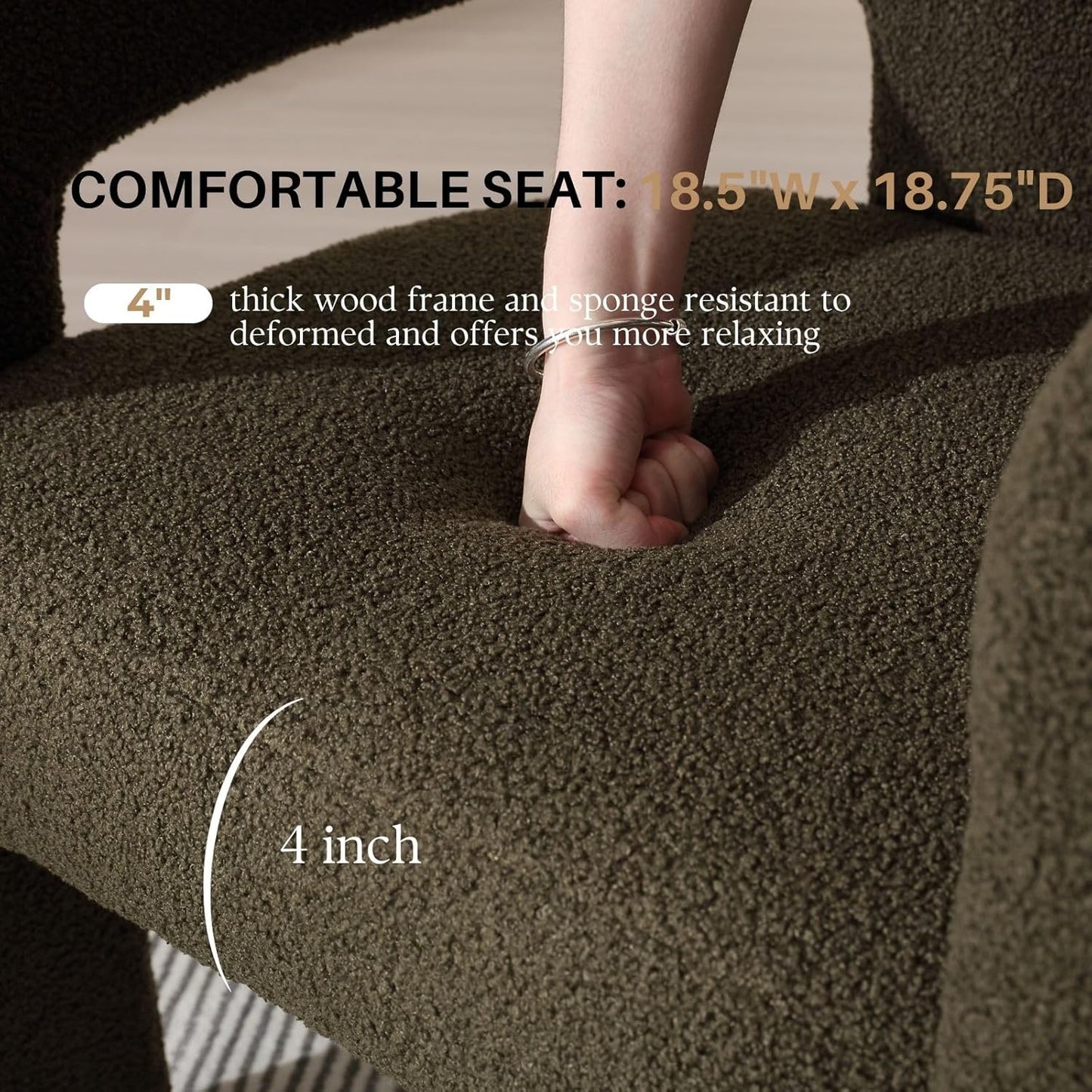 Green Sherpa Dining Chairs Set of 6, Modern Barrel Dining Room Chairs Upholstered Faux Fur Accent Chair with Arms and Round Back for Living Room Kitchen Armchair No Assembly Needed