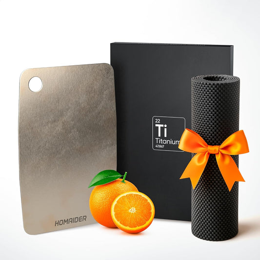 Titanium Cutting Board – Pure Titanium Chopping Board for Kitchen – Non-Toxic, Microplastic-Free, Double-Sided, Dishwasher Safe, Durable Metal Cutting Board