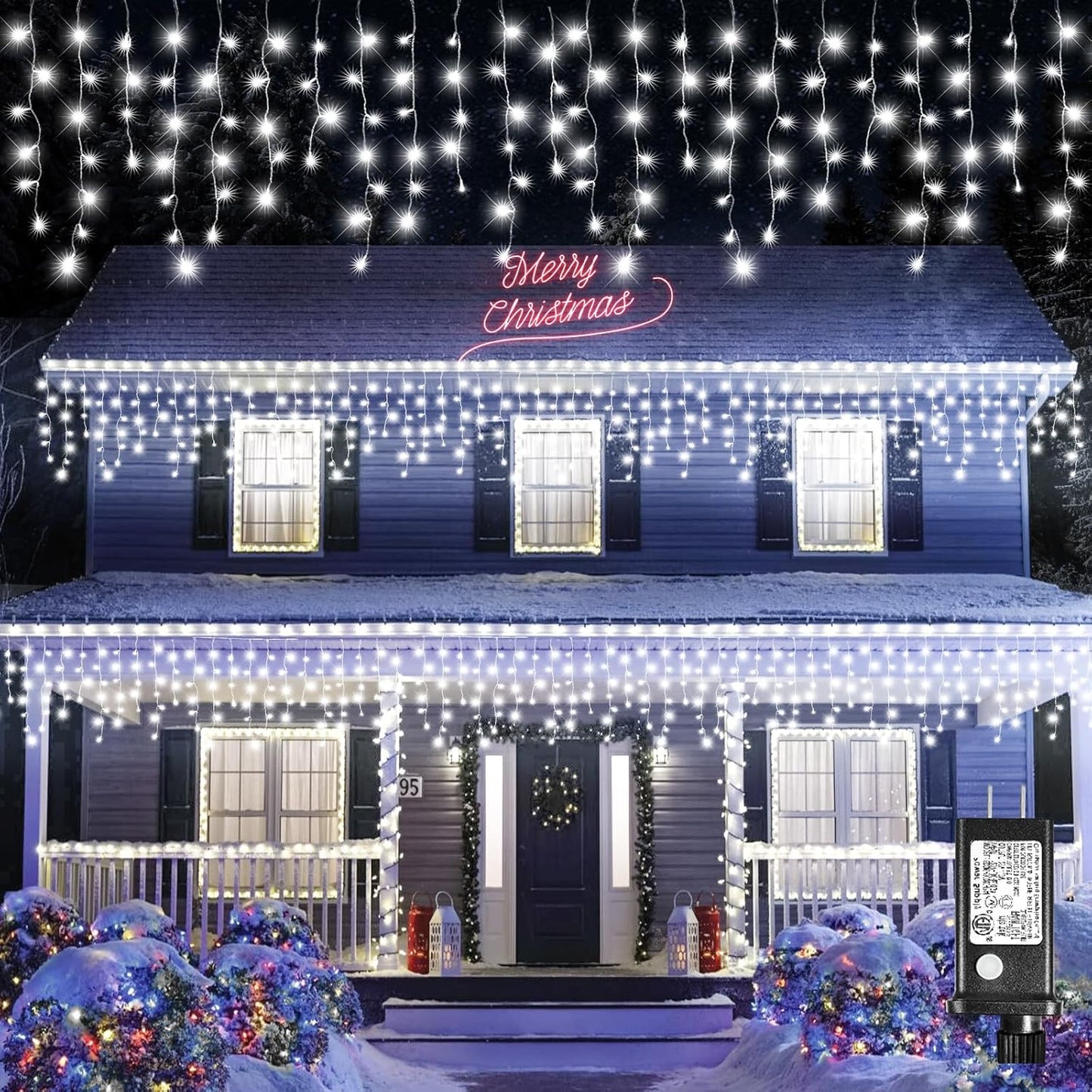 Icicle Lights for Outside, 16.5FT 200 LED Icicle Christmas Lights Outdoor with 8 Modes Waterproof, Connectable Twinkle String Light for Bedroom House Party Wedding Holiday Decorations, White