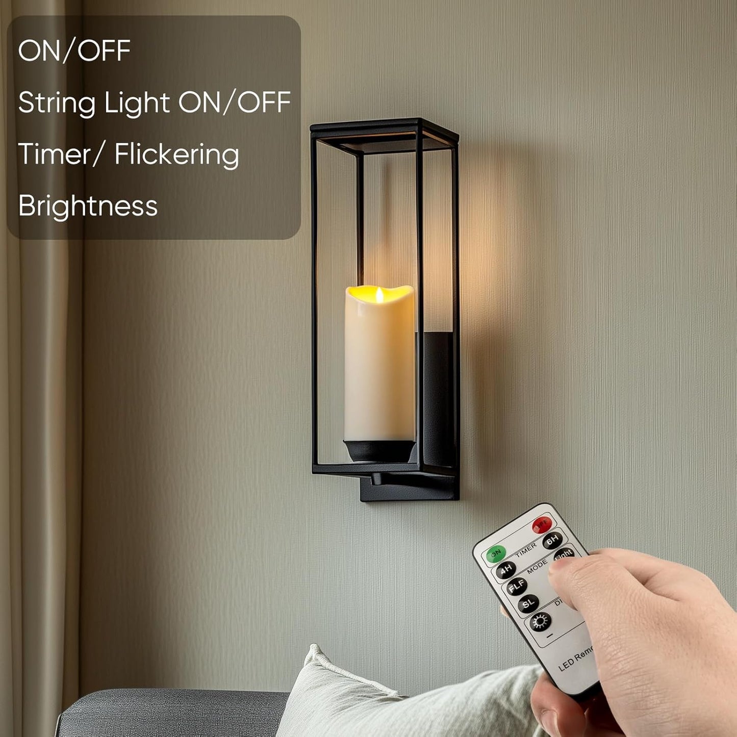 Homemory 4"x9" Outdoor Waterproof Flameless Candles with Timers and Remote Control, Battery Operated Candles, LED Plastic Candles, Ivory White, Set of 2