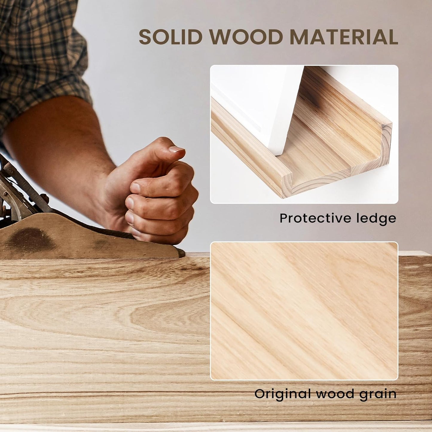 Floating Shelves for Wall, Picture Ledge Shelf 48 Inch Solid Wood Set of 2, Rustic Wall Shelves with Lip, Kids Bookshelf, Photo & Picture Live Edge Floating Shelves for Bedroom, Living Room, Kitchen