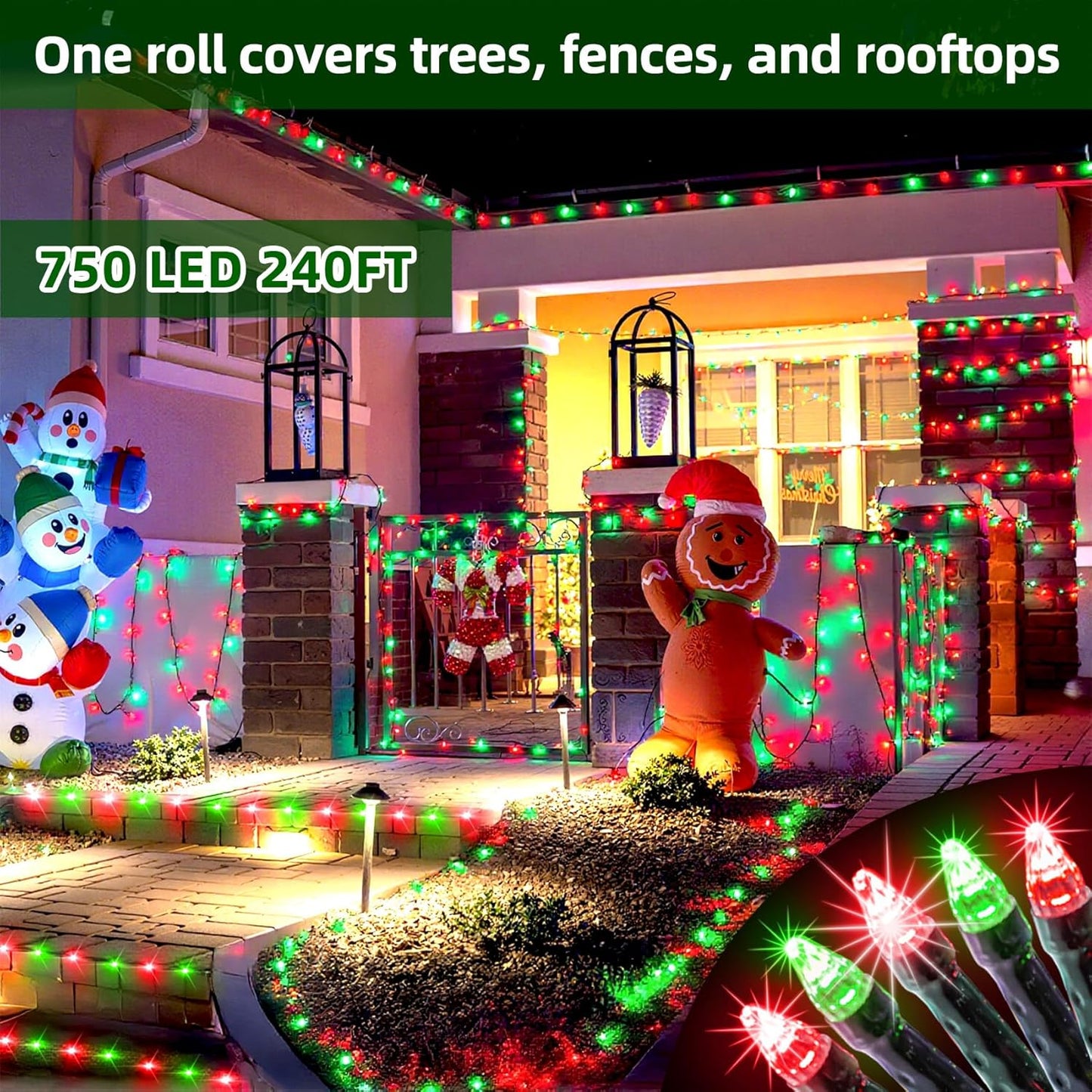 1500 LED 470FT Christmas Lights Outdoor,12 Lighting Modes Christmas String Lights with Timer, Dimmable Red & Green LED StringLights Waterproof for Yard Tree Wedding Party Holiday Red & Green