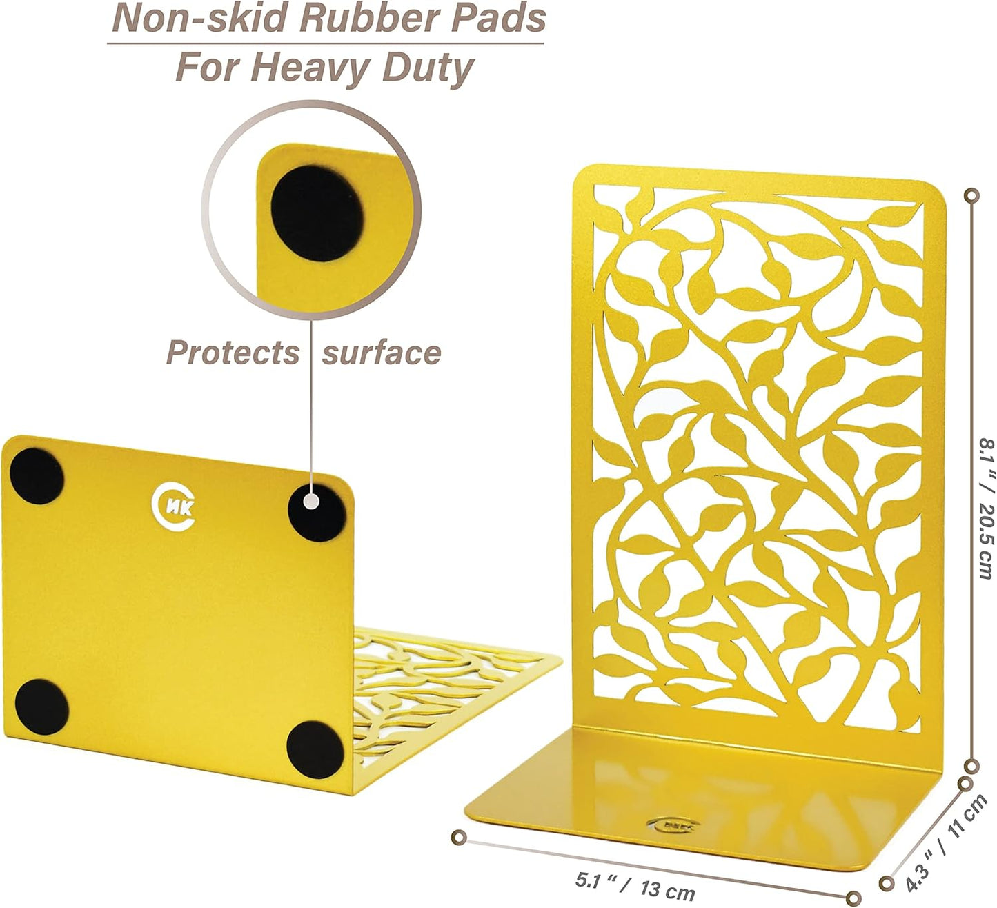 CNK Book Ends Bookends for Decorative Books Holder Bookend Shelves End Hold Heavy Duty Holders Stoppers Metal Stopper Cute Boho Bookshelf Holds Cookbook Office Home Set of 6 Bookends Pair Gold