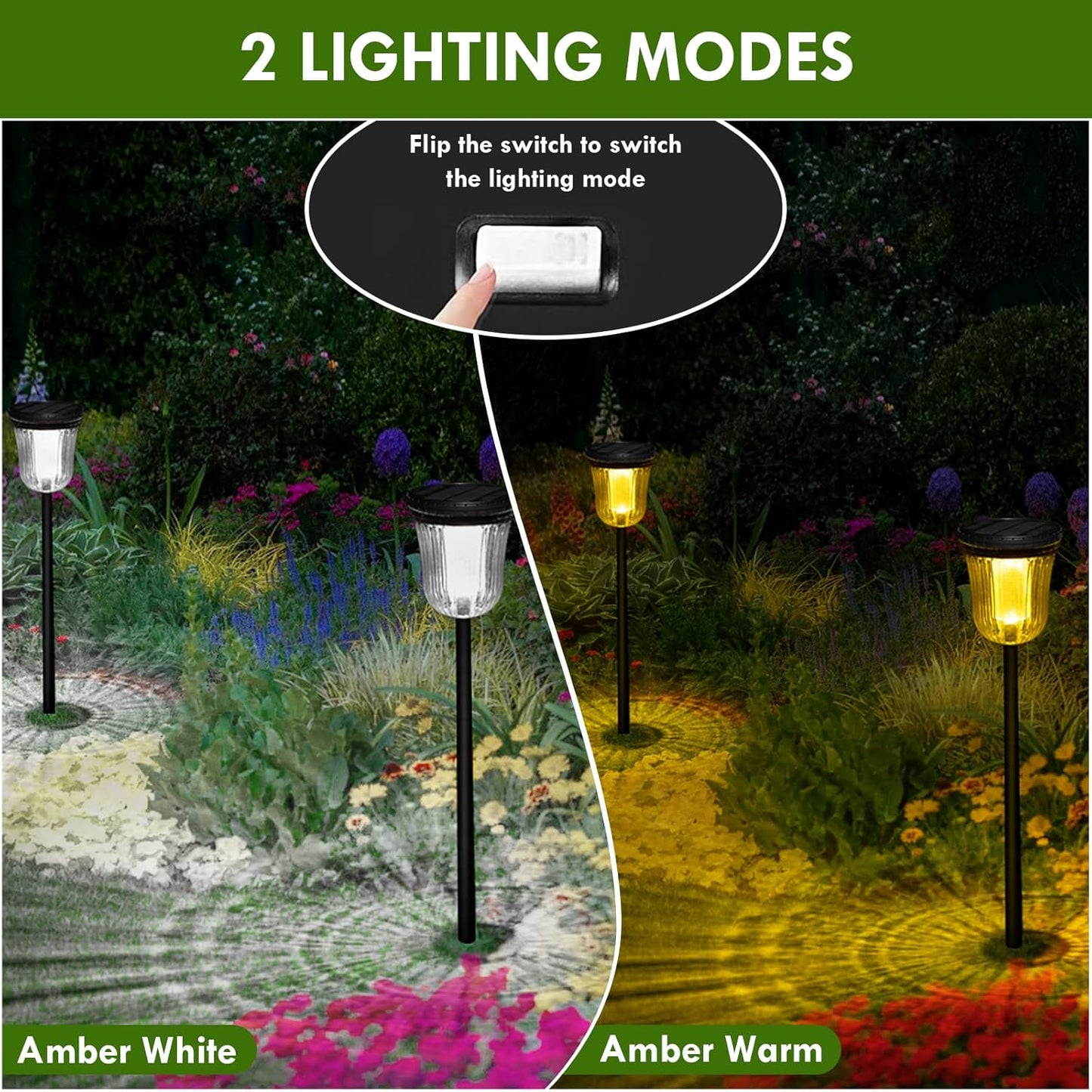Solar Pathway Lights Outdoor, Solar Lights Outdoor Waterproof IP65, 200 LM Auto On/Off Solar Lights Garden,Outdoor Solar Lights for Yard Garden Walkway Driveway Path