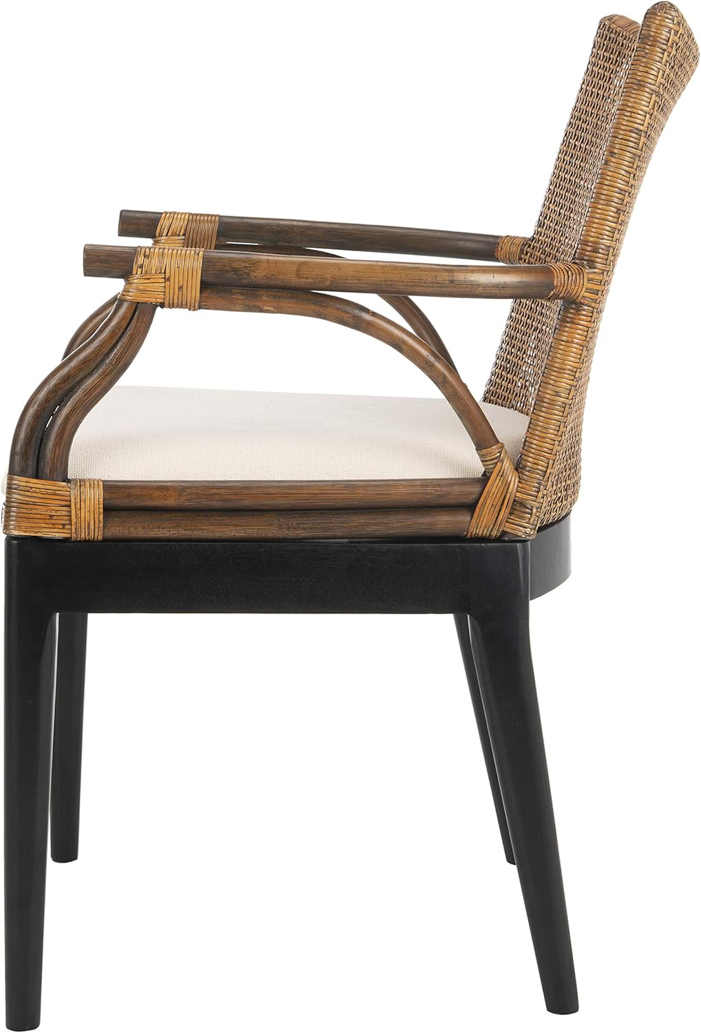 Safavieh Home Gianni Rattan Tropical Woven Arm Chair, Brown/Black