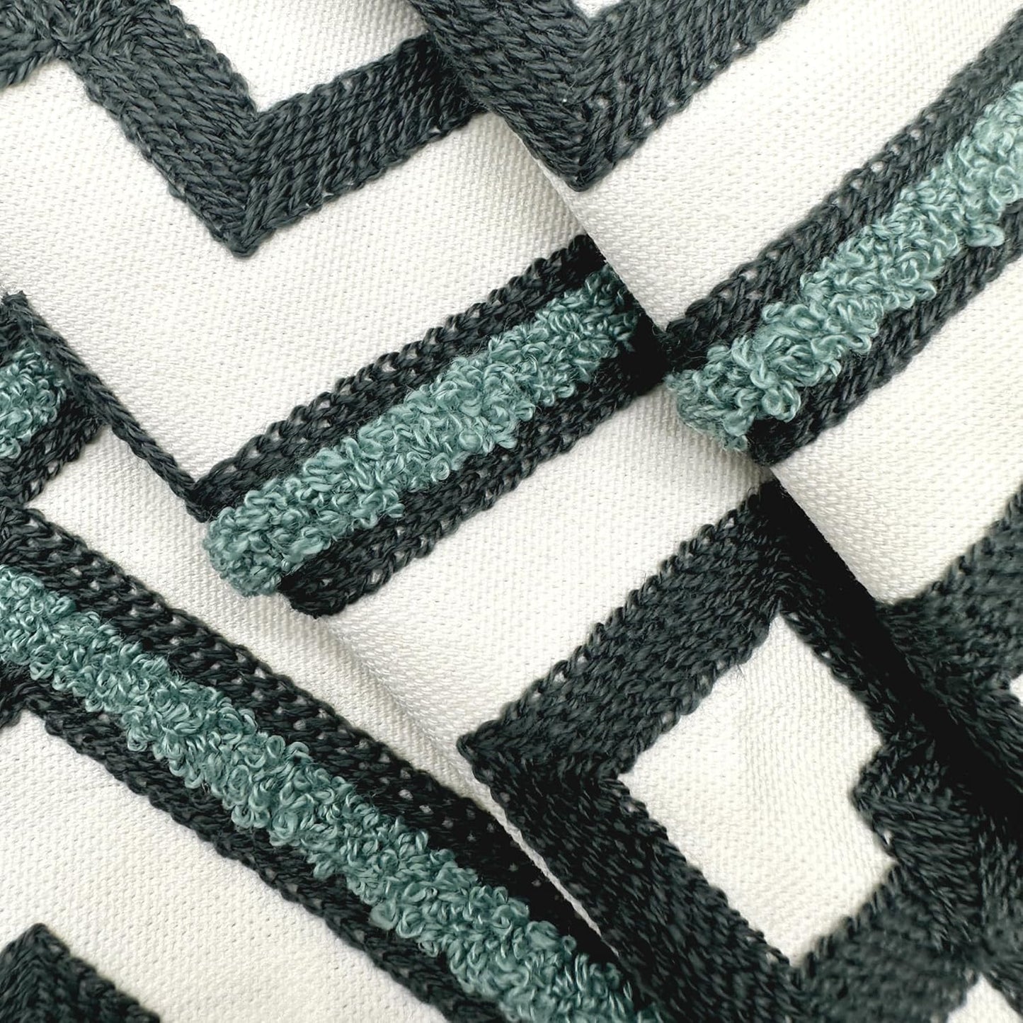 Alysheer Embroidered Decorative Throw Pillow Cover 18"x 18" Set of 2, Classic Boho Geometric Embroidery Pattern Cotton Square Cushion Case for Sofa Couch Living Room Bedroom (Navy Aqua)