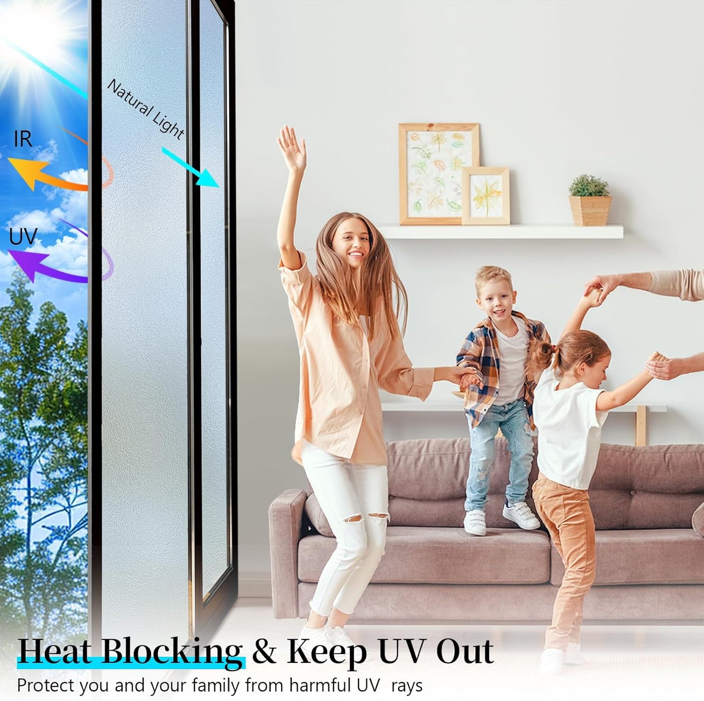 Niviy Etched Privacy Window Film Frosted Glass Static Cling Non Adhesive Window Frost Film for Home Office, 35.4 inch x 118 inch