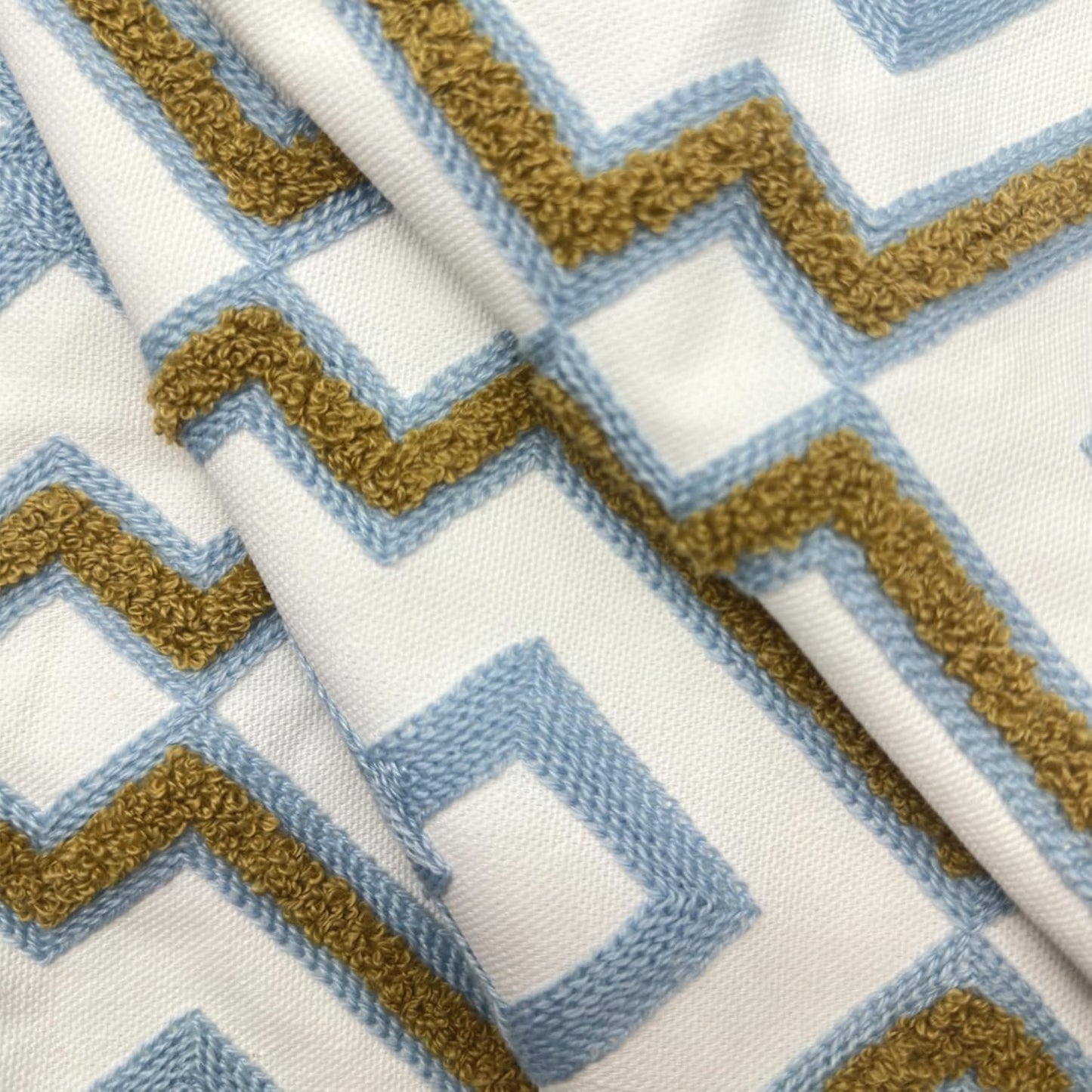 Alysheer Embroidered Decorative Throw Pillow Cover 18"x 18" Set of 2, Classic Boho Geometric Embroidery Pattern Cotton Rectangular Cushion Case for Sofa Couch Living Room Bedroom (Blue Khaki)