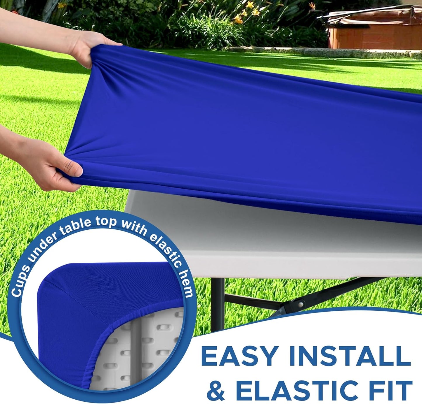 4ft Stretch Table Cover Fitted-6 Pack Royal Blue Spandex Table Cloths-Stretchy Elastic Folding Table Cloths 4ft for Outdoor Picnic Camping Dining Room Patio Kitchen Banquet Party Craft Show