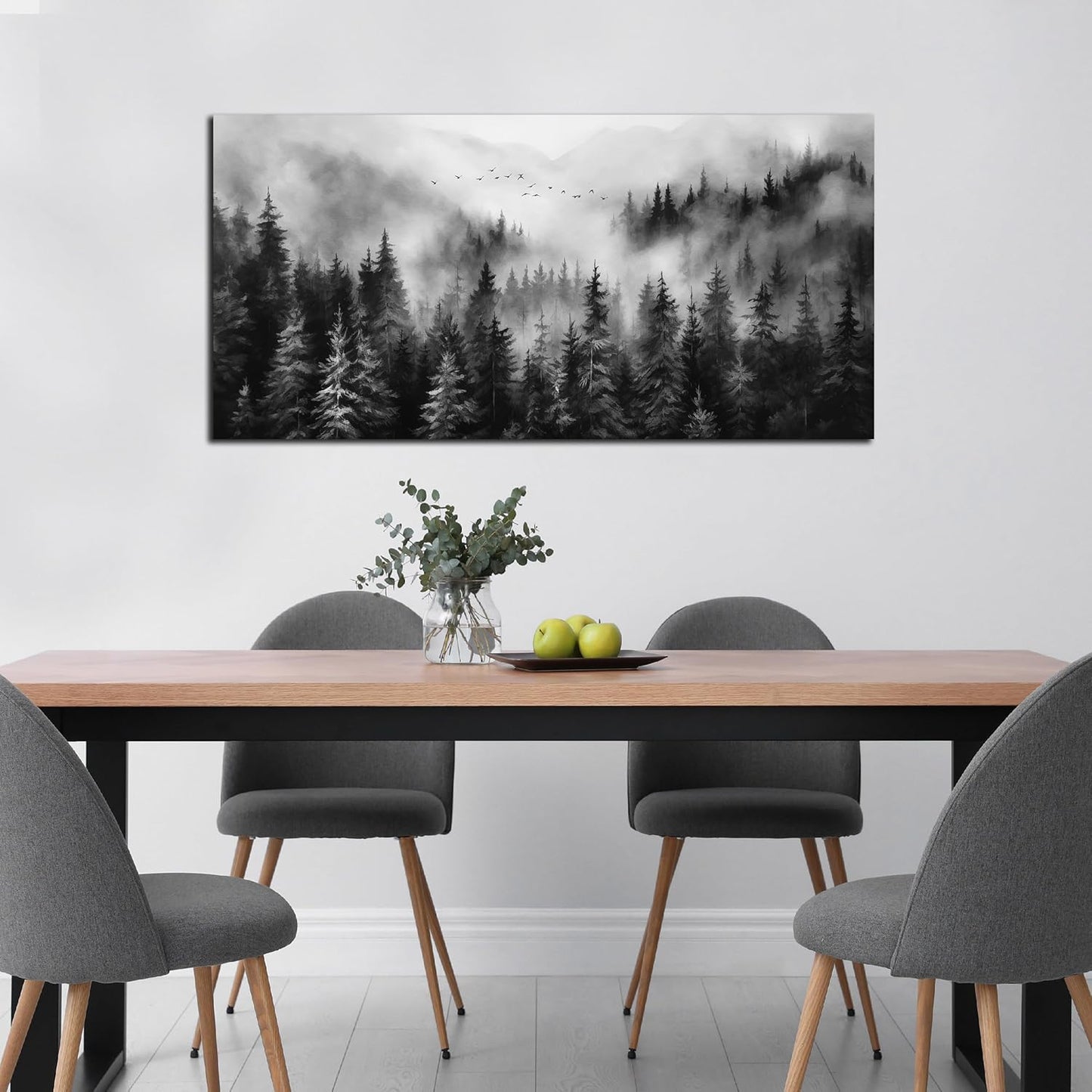 Black and White Canvas Wall Art for Office,Forest Wall Art for Bedroom Above Bed 24 x 48 Inch