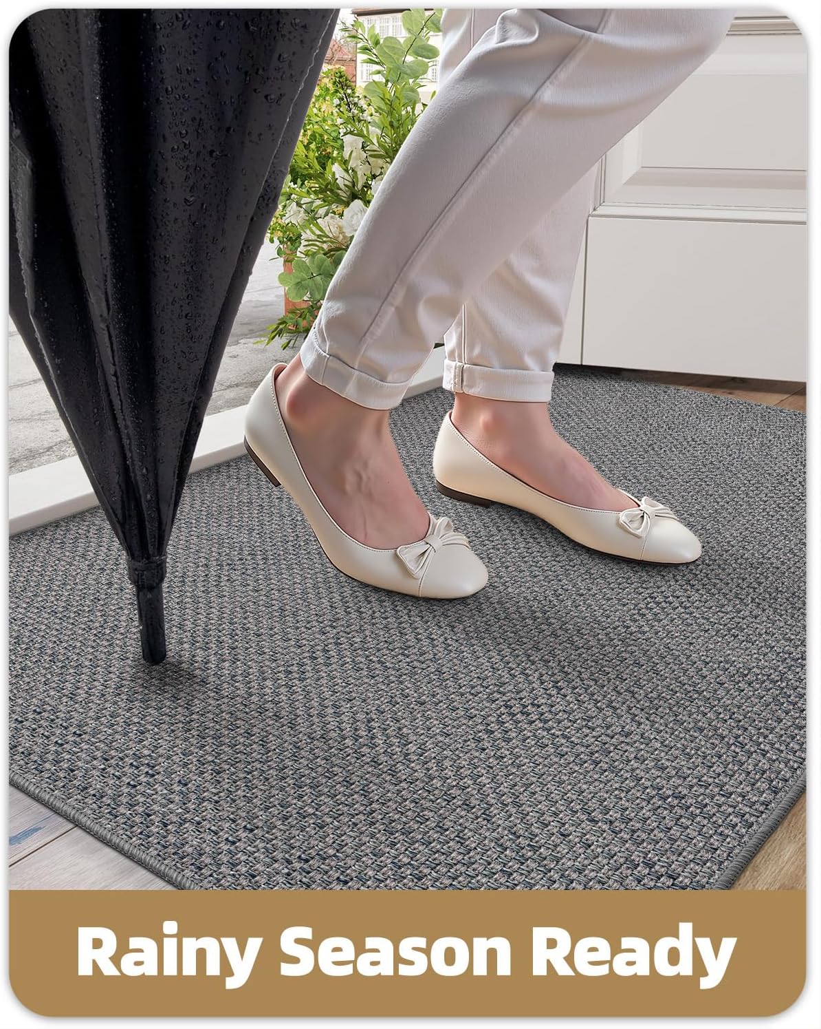 Color&Geometry Front Door Mat Indoor 21"x31", Rugs for Entryway, Non Slip Washable Low-Profile Inside, Entry Mat Entry Rug Door Mat Indoor Entrance, Light Grey (Fold)