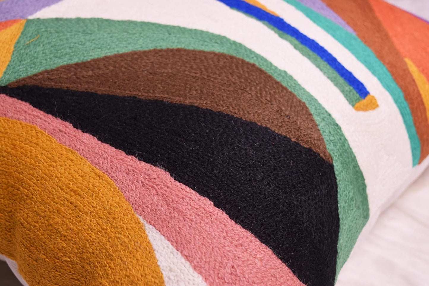 Kandinsky Balancement Decorative Pillow Cover Abstract Toss Pillows Farmhouse Chair Cushion Contemporary Pillow Mid-Century Chair Cushions Hand Embroidered Pillow Wool Size 18x18