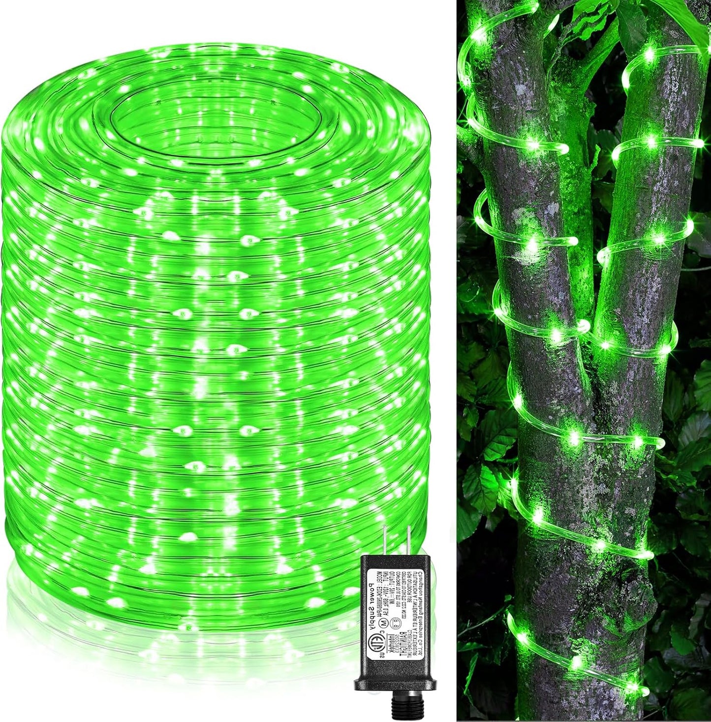 Rope Lights for Outside, 164FT 500 LED String Lights Outdoor Waterproof, 8 Modes Plug in Clear Tube Lights for Indoor Bedroom Garden Patio Tree Party Holiday Decorations, Green
