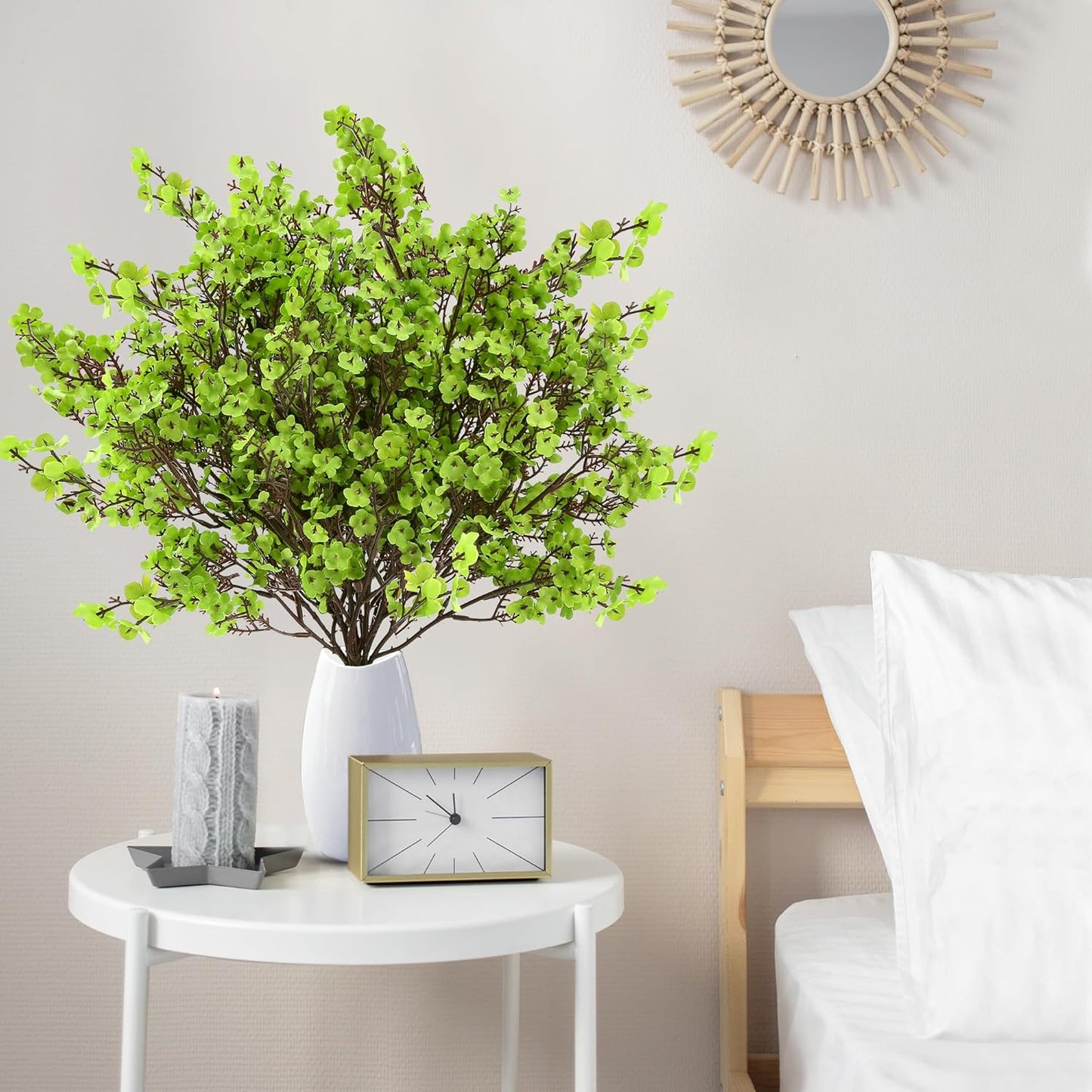 Sggvecsy 10 Pcs Babys Breath Artificial Flowers Gypsophila Bouquets Bulk Real Touch Fake Silk Flowers for Home Wedding DIY Floral Arrangement Kitchen Table Centerpiece Festival Decoration (Green)