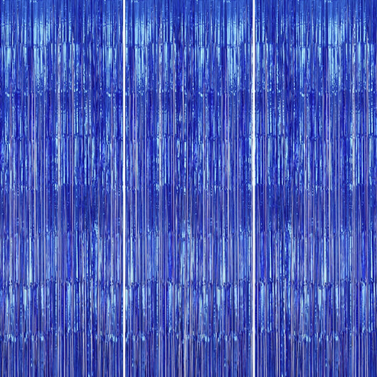 3 Pack Foil Fringe Backdrop - Royal Blue Shiny Tinsel Curtains for Party Decoration/Photo Booth Props - 3.3x8.2 FT Metallic Foil Backdrop for Birthday, Wedding, Graduation, Christmas.