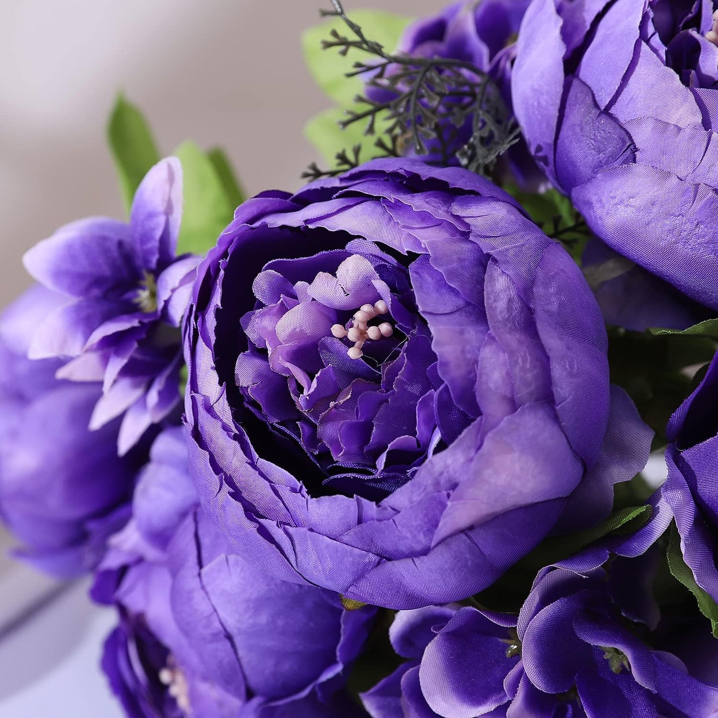 Duovlo Artificial Peony Silk Flowers Fake Flowers Vintage Wedding Home Decoration,Pack of 1 (Medium Purple)