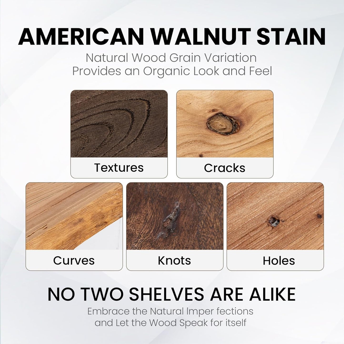 Floating Shelves for Wall, 42" Live Edge Solid Elm Wood Floating Shelf, Wall-Mounted Display Shelves with Invisible Heavy-Duty Metal Bracket, Floating Shelf for Living Room Kitchen, Natural