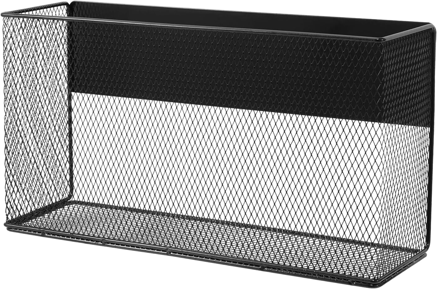 Black Magnetic Basket for Refrigerator, Black Magnetic Basket Organizer Magnetic Spice Rack, Magnetic Locker Organizer Holder for Kitchen Storage, Magazine, Whiteboard