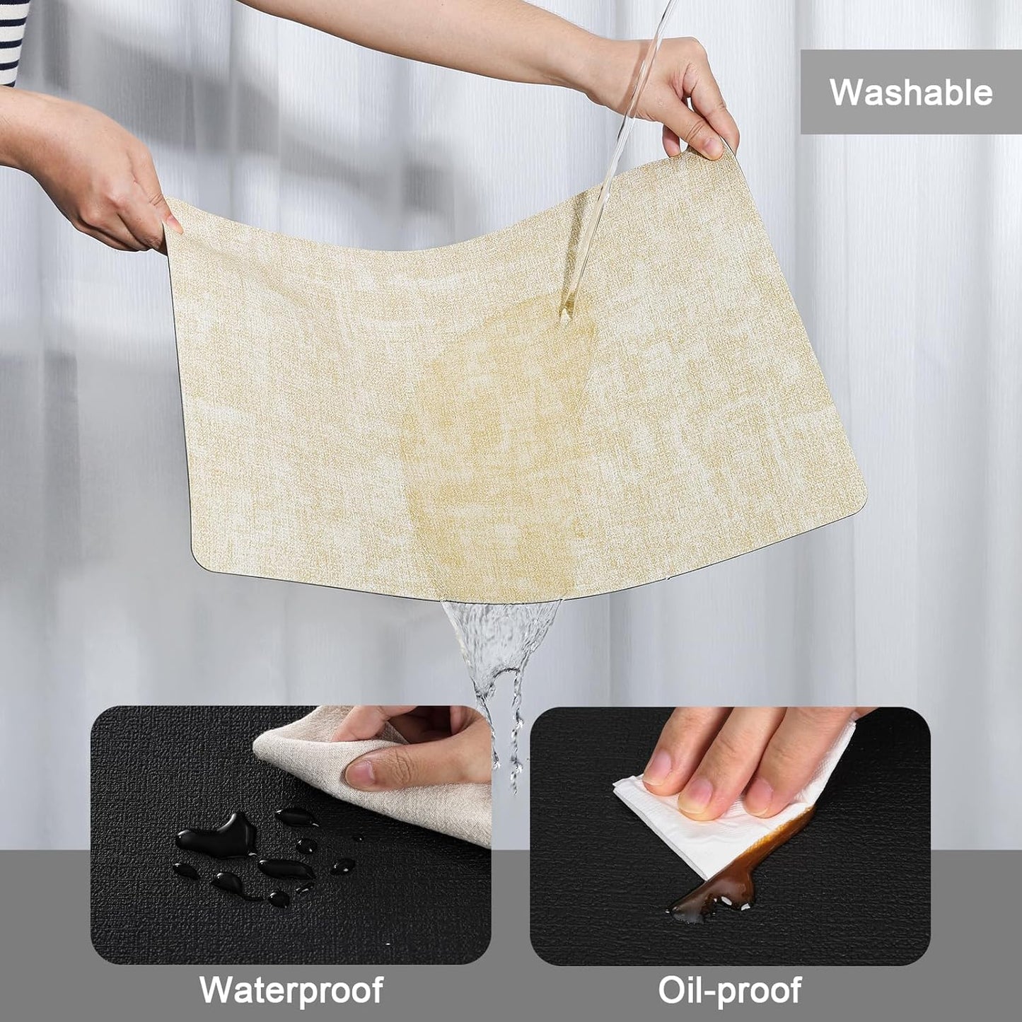 Myir JUN Placemats Dual Sided, Faux Leather Place Mats Set of 8 Indoor Placemats for Dining Table Non-Slip Washable Placemats Heat Resistant Outdoor Table Mats (Set of 8, Cream Black)