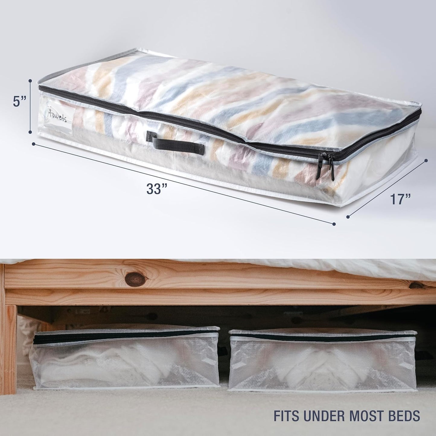 CleverMade Under Bed Storage Bag - Collapsible Storage for Shoes and Clothes Easy Use - Heavy Duty Utility Bag Home