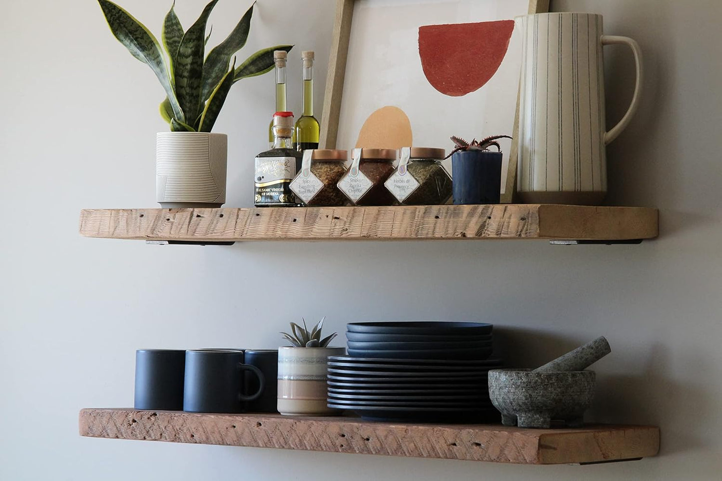 Urban Legacy Deep Floating Shelves | Reclaimed Barn Plank Deep Floating Shelves with Low Profile Brackets | High Weight Capacity (36" x 11" x 2")