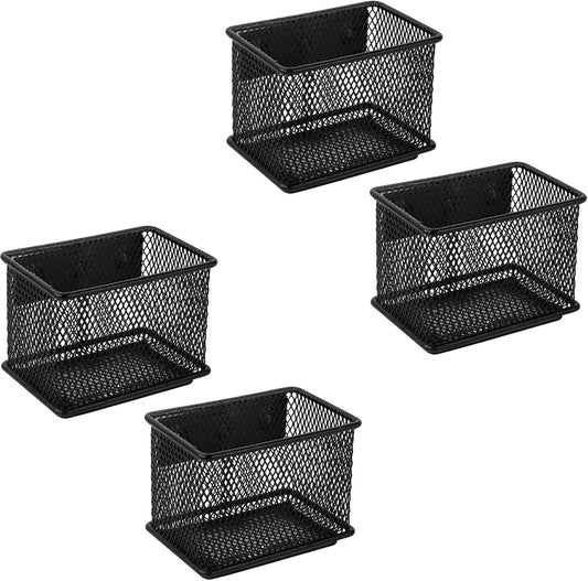Black Basket Set of 4, Magnetic Pen Holder for Refrigerator, Heavy Duty Baskets, Holder for Locker Whiteboard Office, 3.42'' 2.36'' 2.55''