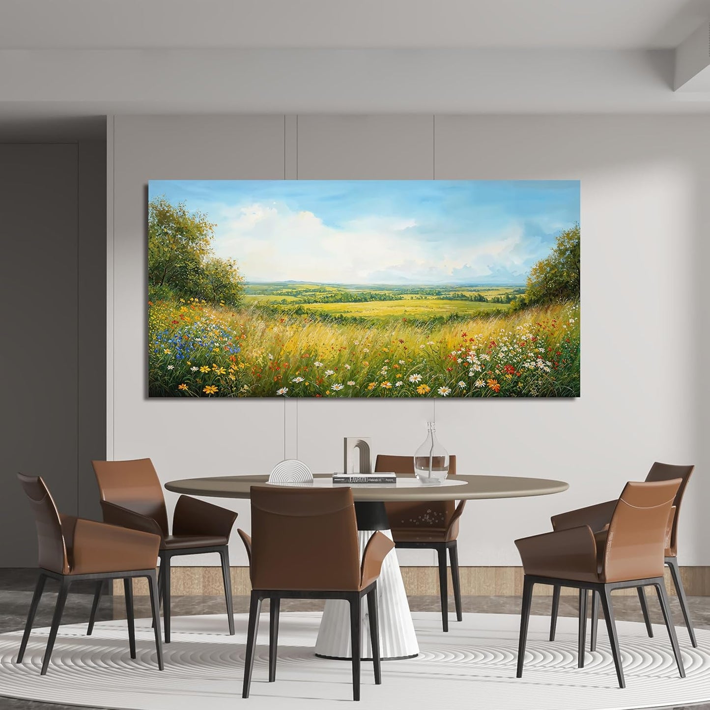 Canvas Wall Art Decor Modern Large Landscape Wall Art For Living Room Green Botanical Wall Art Green Floral Wall Decor Artwork for Walls Canvas Prints Art Work For Home Office Wall Decor 29" X 58"