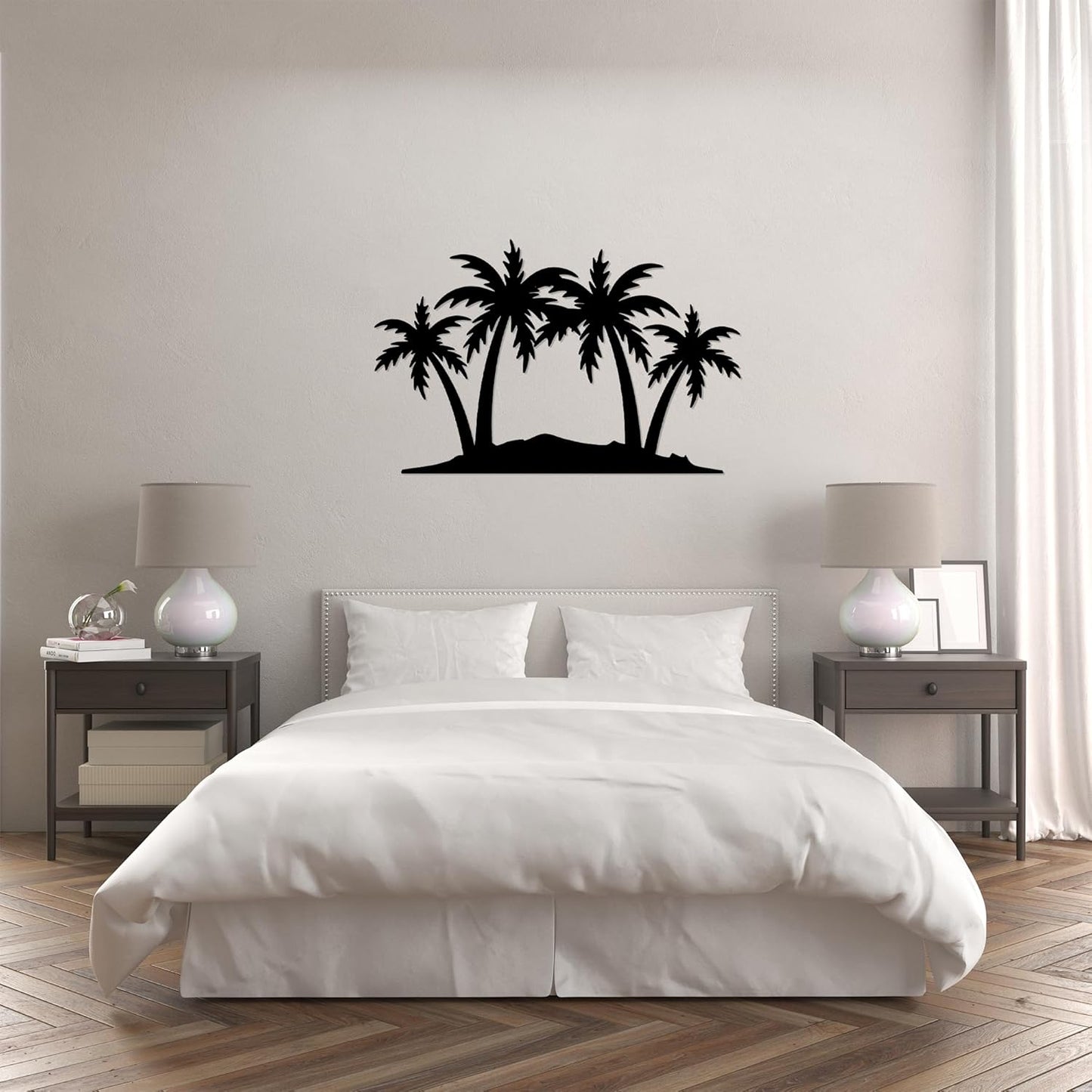 METALPLEX Palm Tree Metal Wall Art - Durable And Rust-free Indoor & Outdoor Aluminum Composite Wall Decor - Home Decor Wall Art For Living Room And Bedroom Decorations - White (35"x 23")