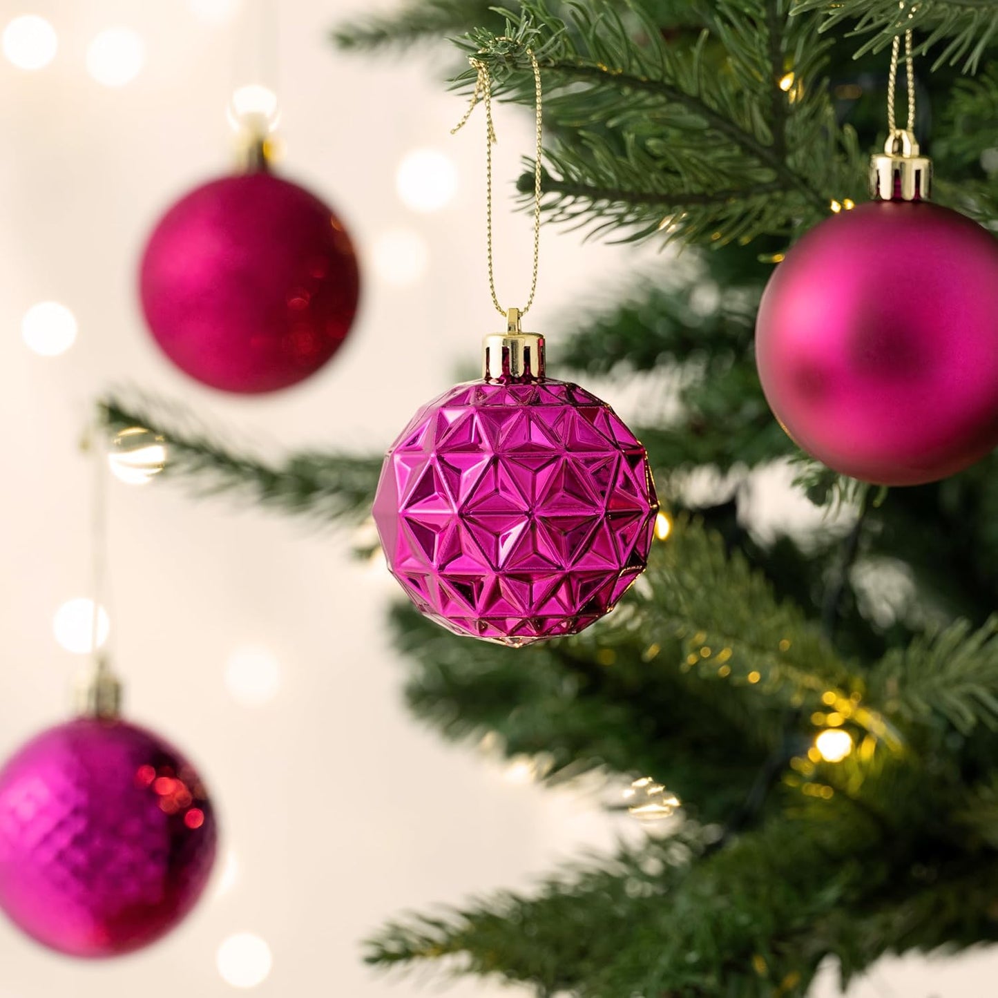 Valery Madelyn Christmas Tree Decorations Ornament Set for Fall Halloween, 50ct 2.36 Inches Rose Red Shatterproof Christmas Ball Ornaments Hanging Xmas Holiday Party Decor