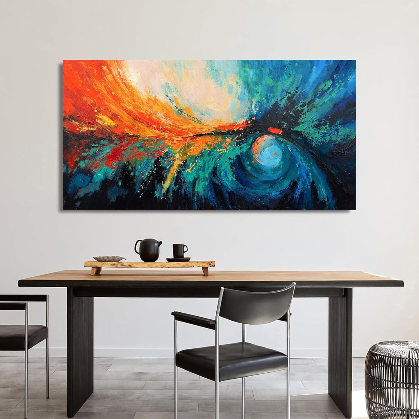 Canvas Wall Art Decor Modern Wall Art Pictures For Living Room Blue Green Wall Art Decor Canvas Abstract Art Work Colorful Abstract Wall Art Paintings Prints For Home Office Room Wall Decor 24" x 48"
