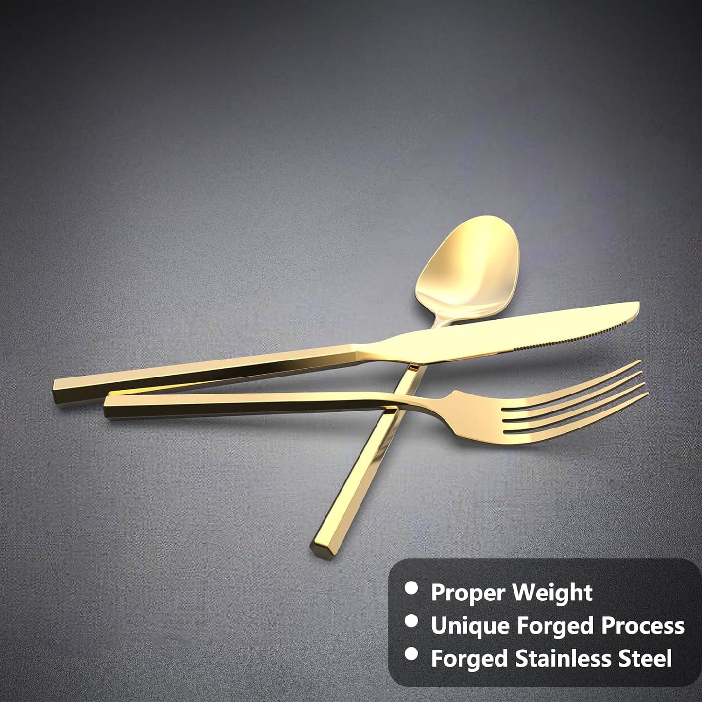 Gold 20 Piece Stainless Steel Silverware Set, Handle Flatware, Modern Mirror Finish Cutlery Set, Service for 4, Dishwasher Safe