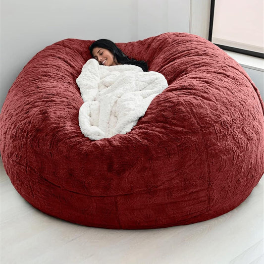 Big Huge Giant Bean Bag Chair for Adults, (No Filler) Bean Bag Chairs in Multiple Sizes and Colors Giant Foam-Filled Furniture - Machine Washable Covers, Double Stitched Seams (Burgundy,5FT)