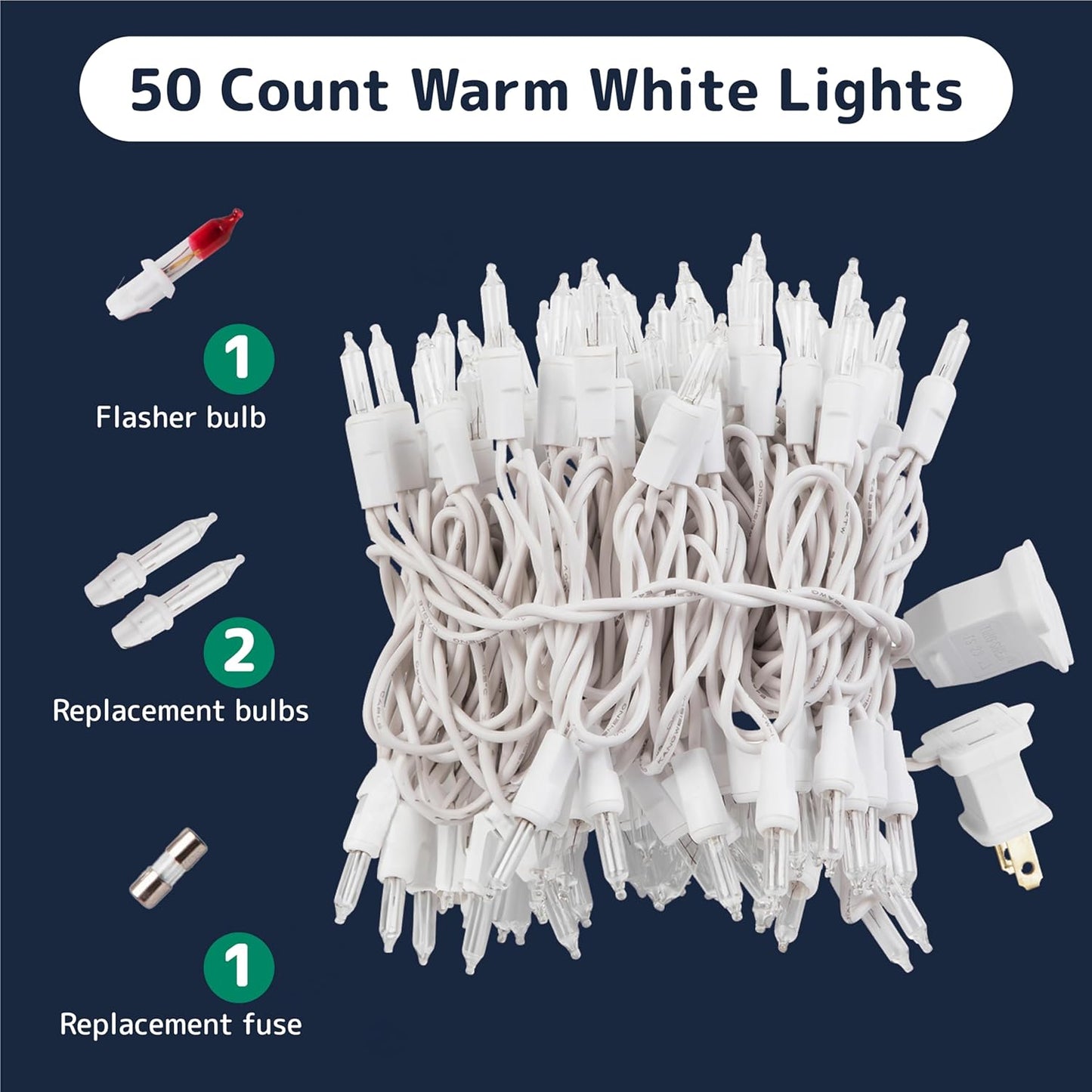 PREXTEX 100-Count Warm White Christmas Lights - 20 ft Clear StringLights on White Wire - Incandescent Xmas TreeLights for Indoor and Outdoor Decorations