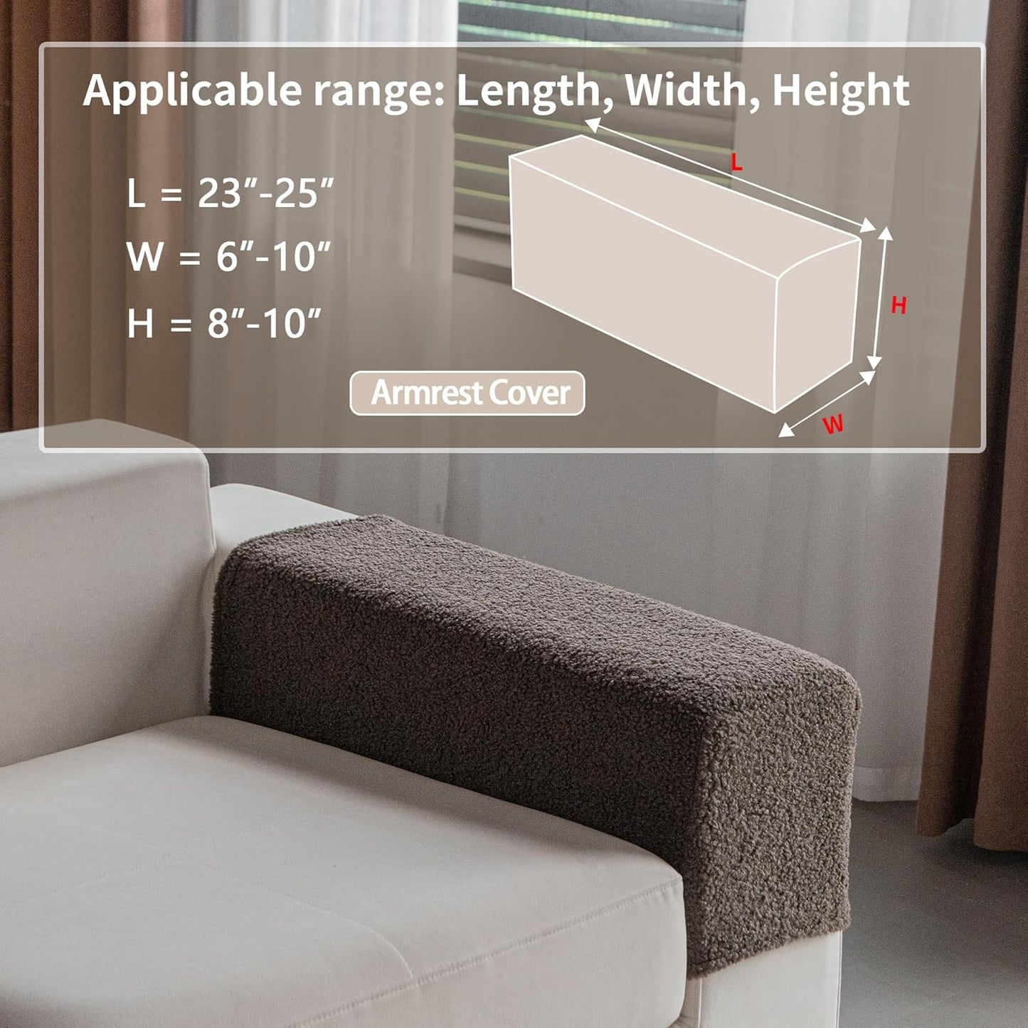 Couch Cushion Covers for Sectional Sofa, Stretch Soft Sofa Slipcovers Washable Wear-Resistant Universal Furniture Protector for Living Room(1 Piece Armrest Cover, Brown)