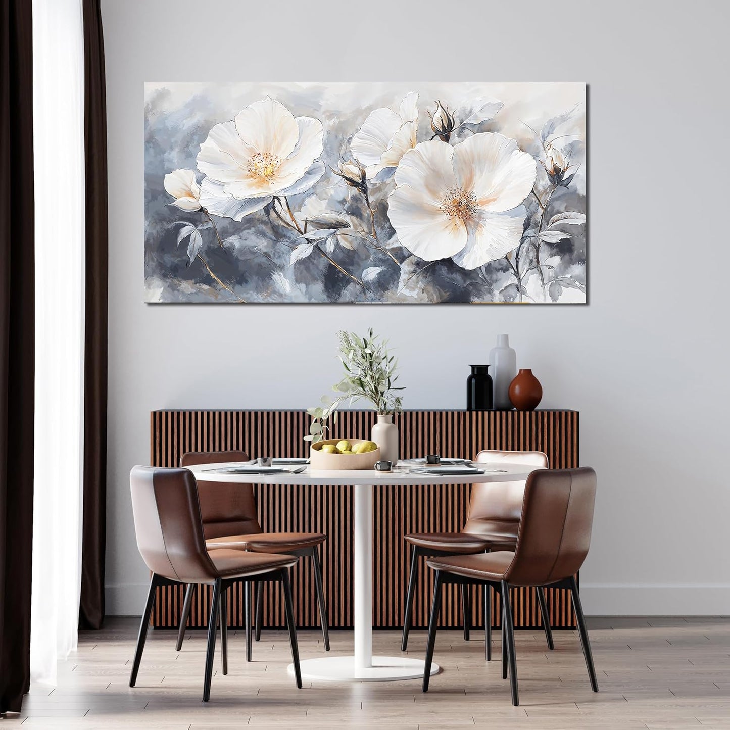 Canvas Wall Art Decor Black and White Wall Art Decorations Vintage Flower Wall Art Prints Wall Art Pictures for Living Room Canvas Art Wall Decor Artwork for Walls Bedroom Office Decor 20" X 40"