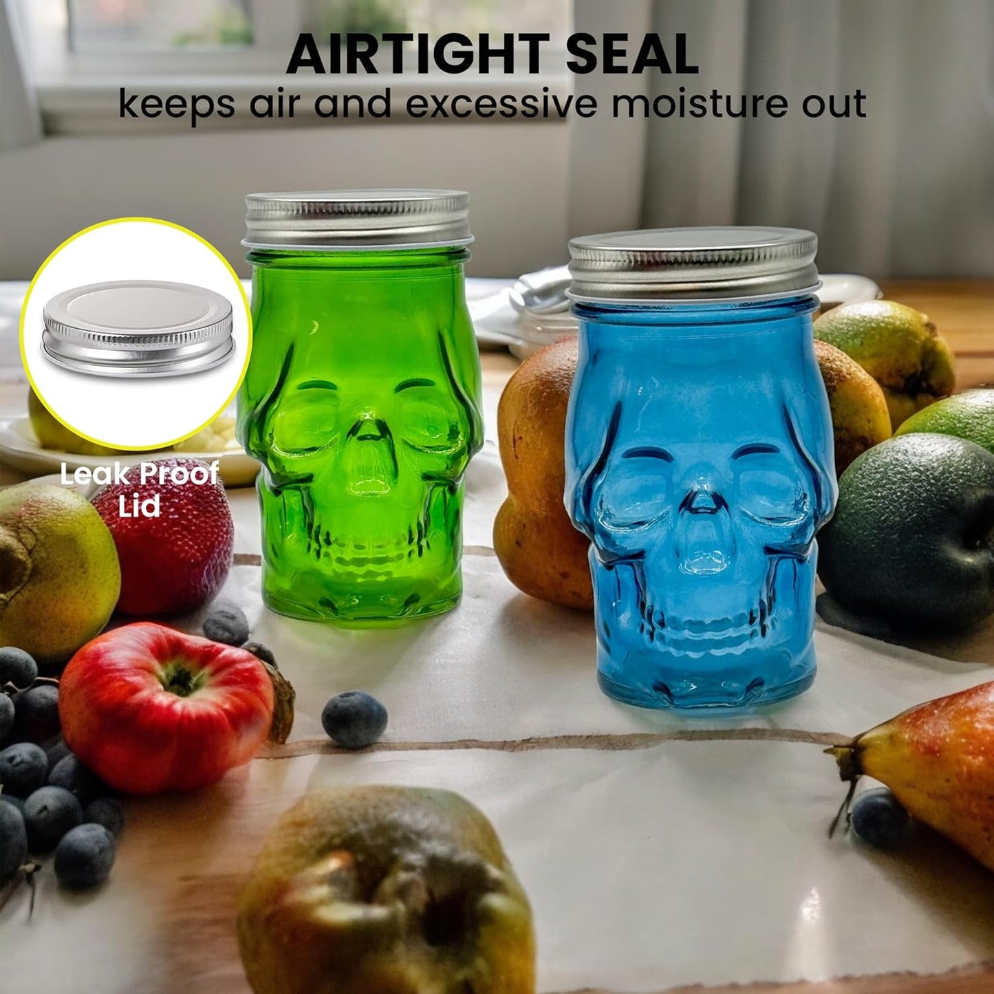 Generic 14 oz Colorful Skull Glass Mason Jar – Mix & Match 7 Vibrant Colors, Large & Durable! (Red)