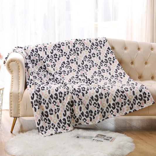 MERRYLIFE Pink Cheetah Throw Blanket Decorative Fleece Throw | Ultra-Plush Colorful | Couch Blanket Travel Lap | Home Gift Use(50" 60",Pink Cheeath)
