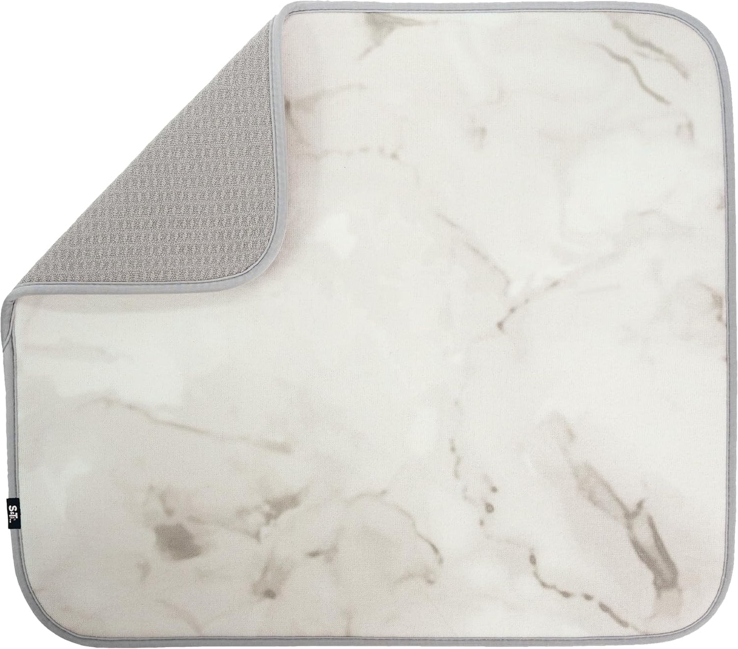 S&T INC. Dish Drying Mat, 16” x 18”, Absorbent Microfiber Kitchen Counter Mat, Dish Drying Pad for Dishes, Utensils, Pots and Pans, Large, Grey Stone