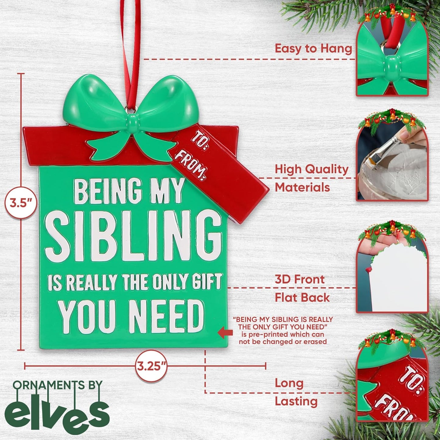 Personalized Sibling Christmas Ornaments 2024 - Brother and Sister Ornament Sibling Ornaments Custom Christmas Family Ornament Gifts for Siblings Children Ornament Sibling Ornaments for Christmas Tree