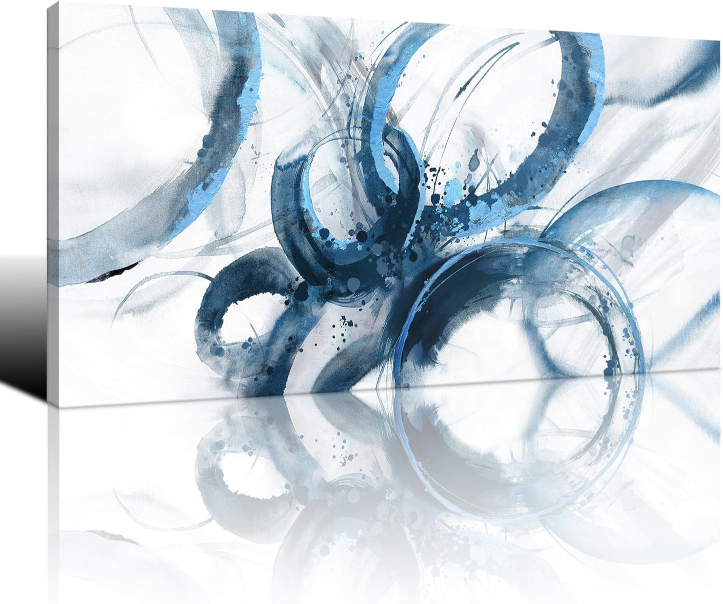 AJAZIKO Blue Wall Art Abstract Wall Decor Pictures for Living Room Wall Decoration Print Pictures Canvas Framed Artwork Minimalist Paintings for Office Above Bed Wall Decor 20×40in