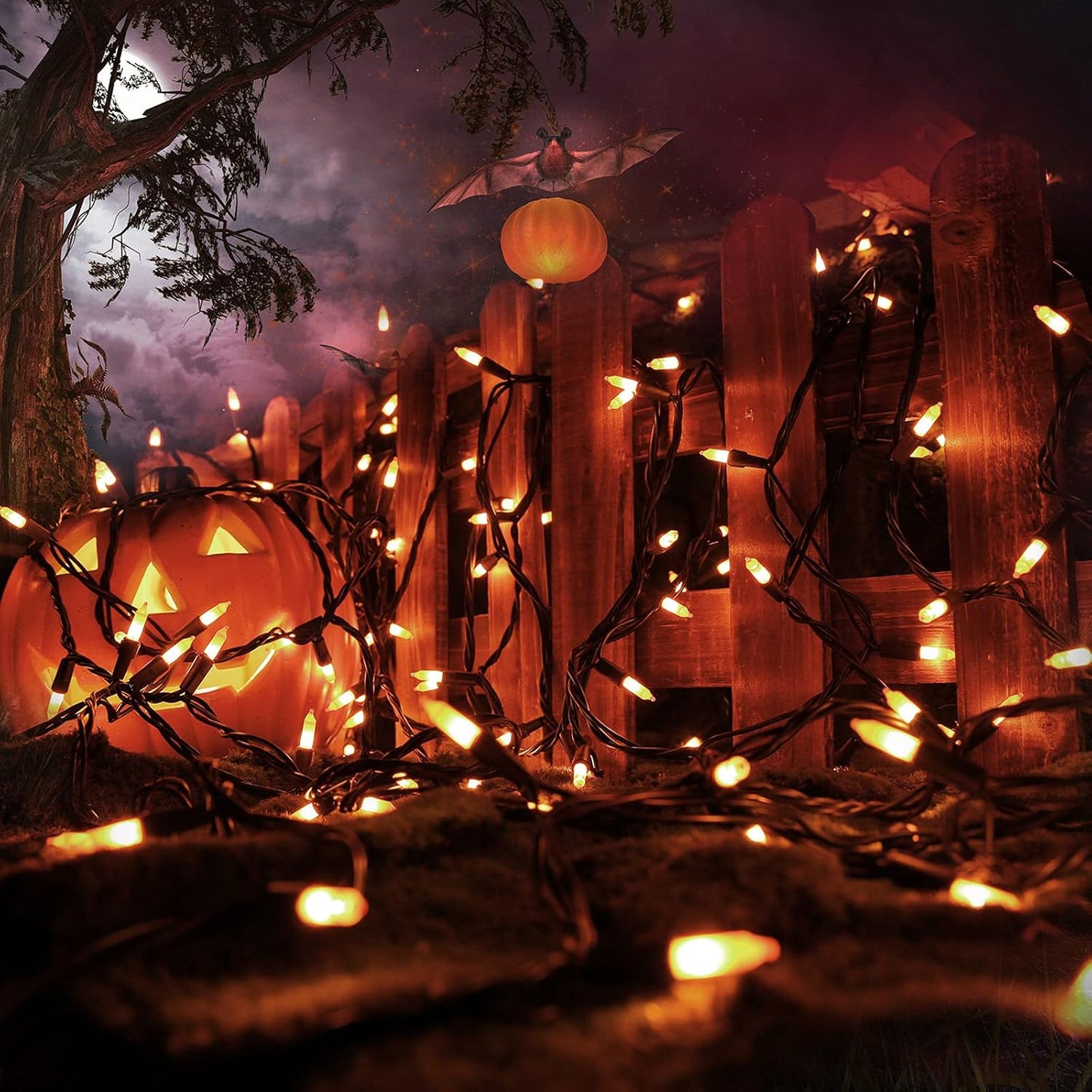 Toodour Candy Corn Halloween Lights, 25ft 100 Count Incandescent Halloween String Lights, UL Certified Connectable Mini Bulbs Yellow & Orange Light for Home, Garden, Porch, Party, Yard, Indoor Decor