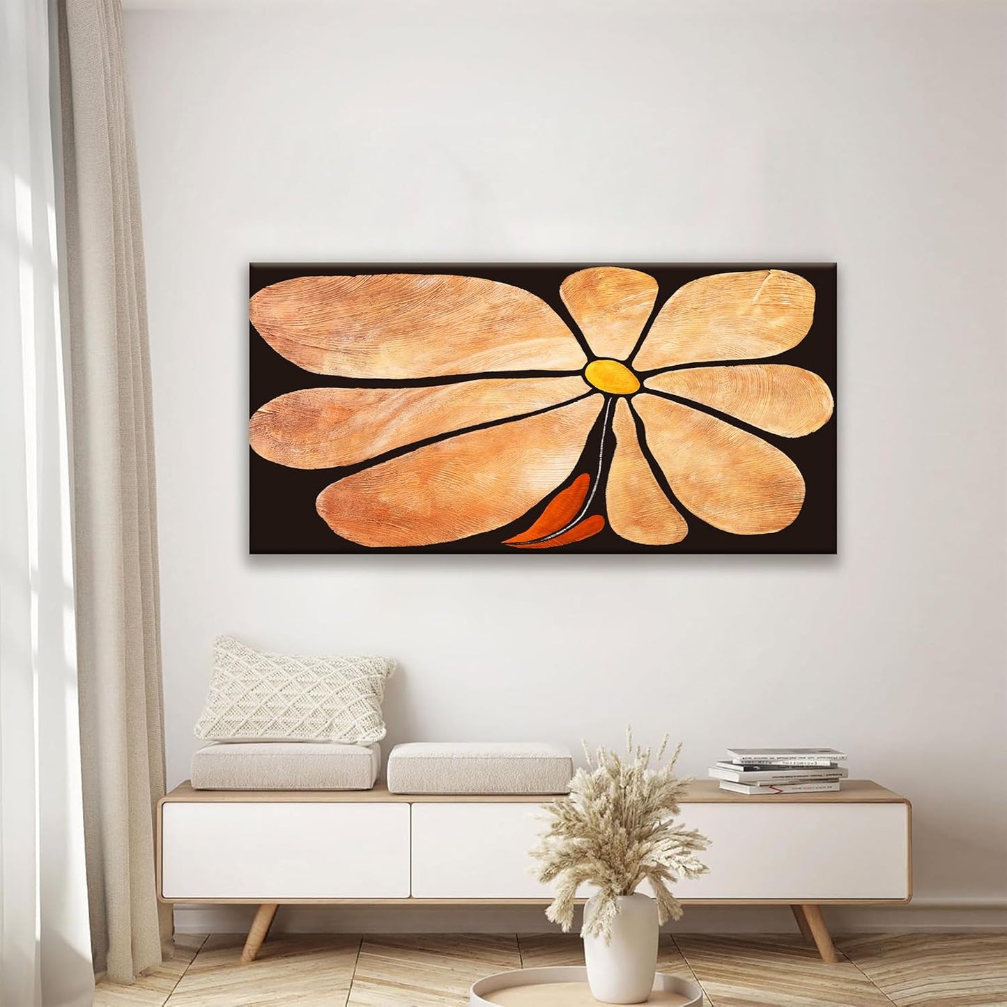 TAIJXAGSG Canvas Art Wall Decor Brown Flowers Abstract Wall Art For Living Room Picture Modern Landscape Abstract Art Painting Home Wall Decor 24"X 48" Bedroom Office Artwork