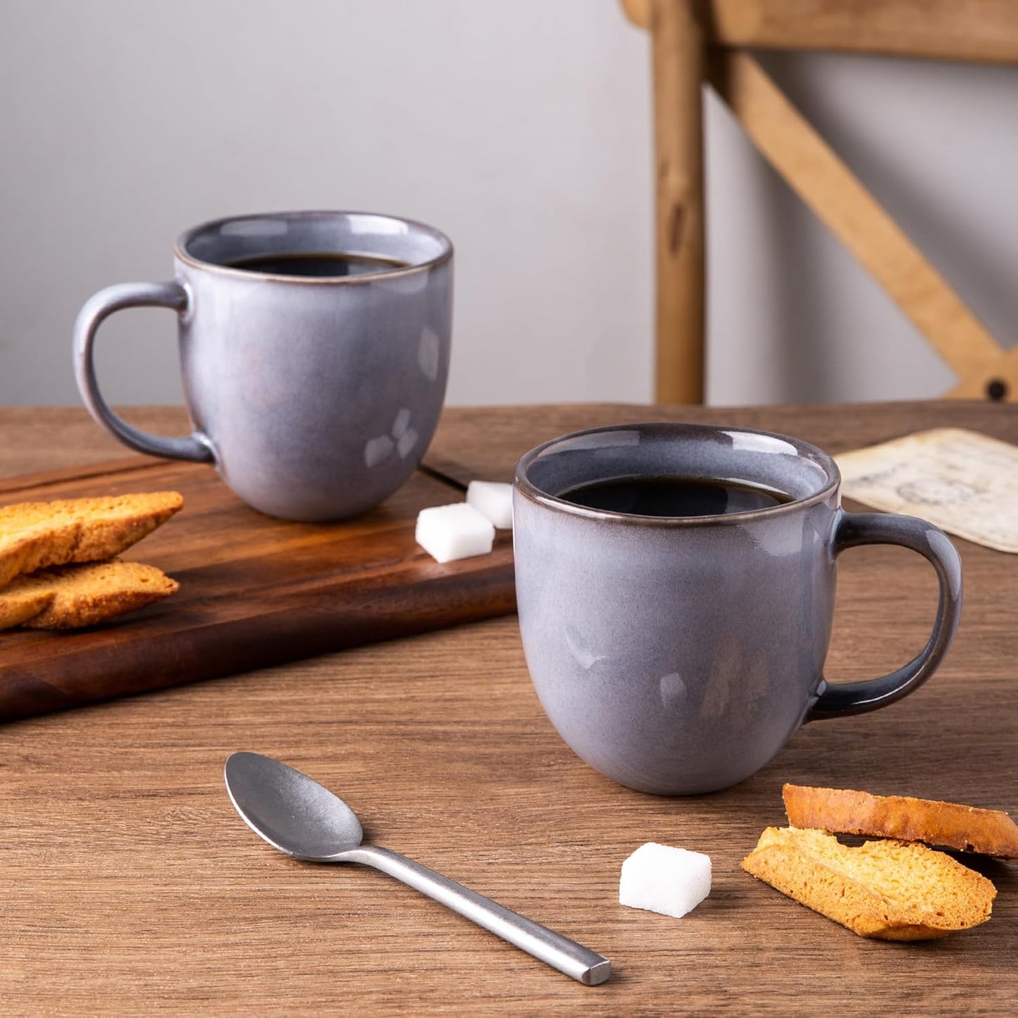 AmorArc 12oz Coffee Mugs, Ceramic Coffee Mugs set of 4 for Man, Woman, Dad, Mom, Modern Coffee Mugs with handle for Latte/Cappuccino/Milk/Cocoa. Dishwasher&Microwave Safe, Gray-Reactive Glaze