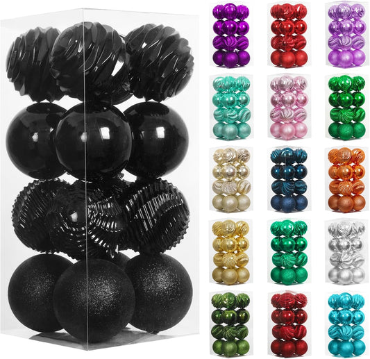 XmasExp 16ct Christmas Ball Ornaments Shatterproof Xmas Tree Hanging Balls Halloween Decorations Perfect for Holiday Wedding Christmas Halloween Decor(3.15", Black)