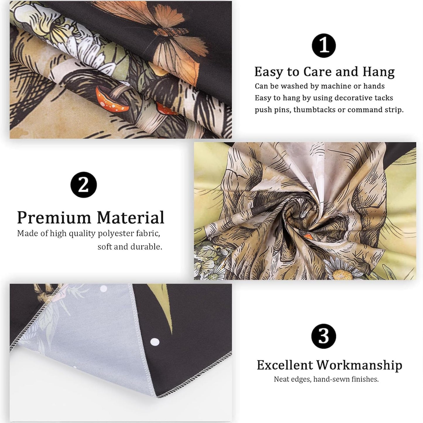 Atrippy Halloween Vintage Gothic Tapestry for Bedroom, Goth Skull Floral Wall Decor Tapestry, Sun and Moon Skeleton Flower Tapestries Aesthetic, Dark Room Decor Wall Hanging for Living Room Dorm 60x79 Inches