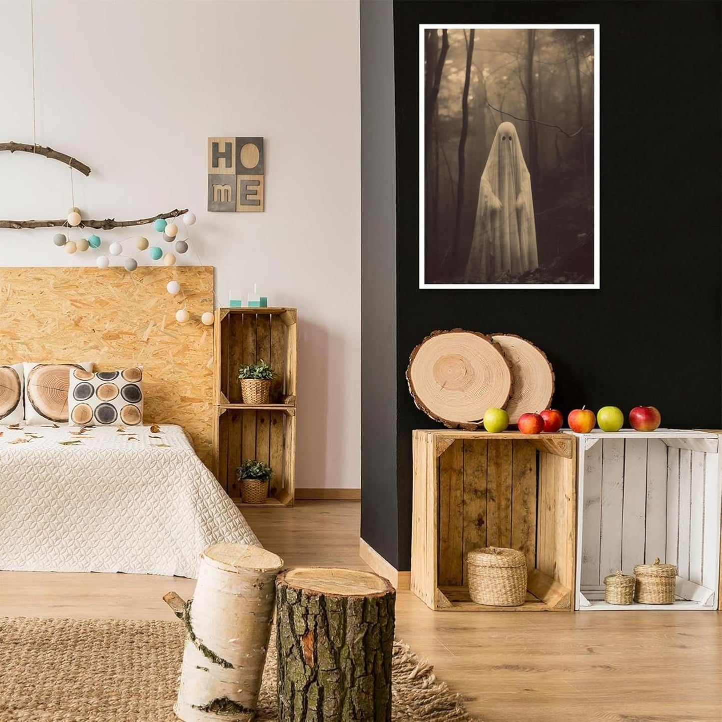 Ghost Forest Spooky Print Poster The Gothic Room Decor Creepy Picture Posters Dark Academia Aesthetic Family Prints Canvas Wall Art Home Apartment Decorations 16X24inch Unframed