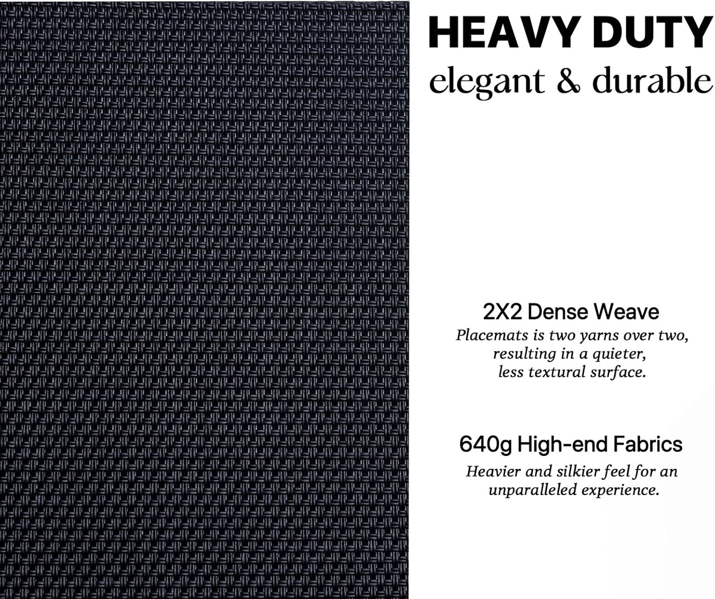 LEXMORE Placemats Set of 8 Vinyl/Plastic Woven Place Mats for Kitchen Table Indoor/Outdoor Washable Placemat Wipeable Dining Table Mats(Black)