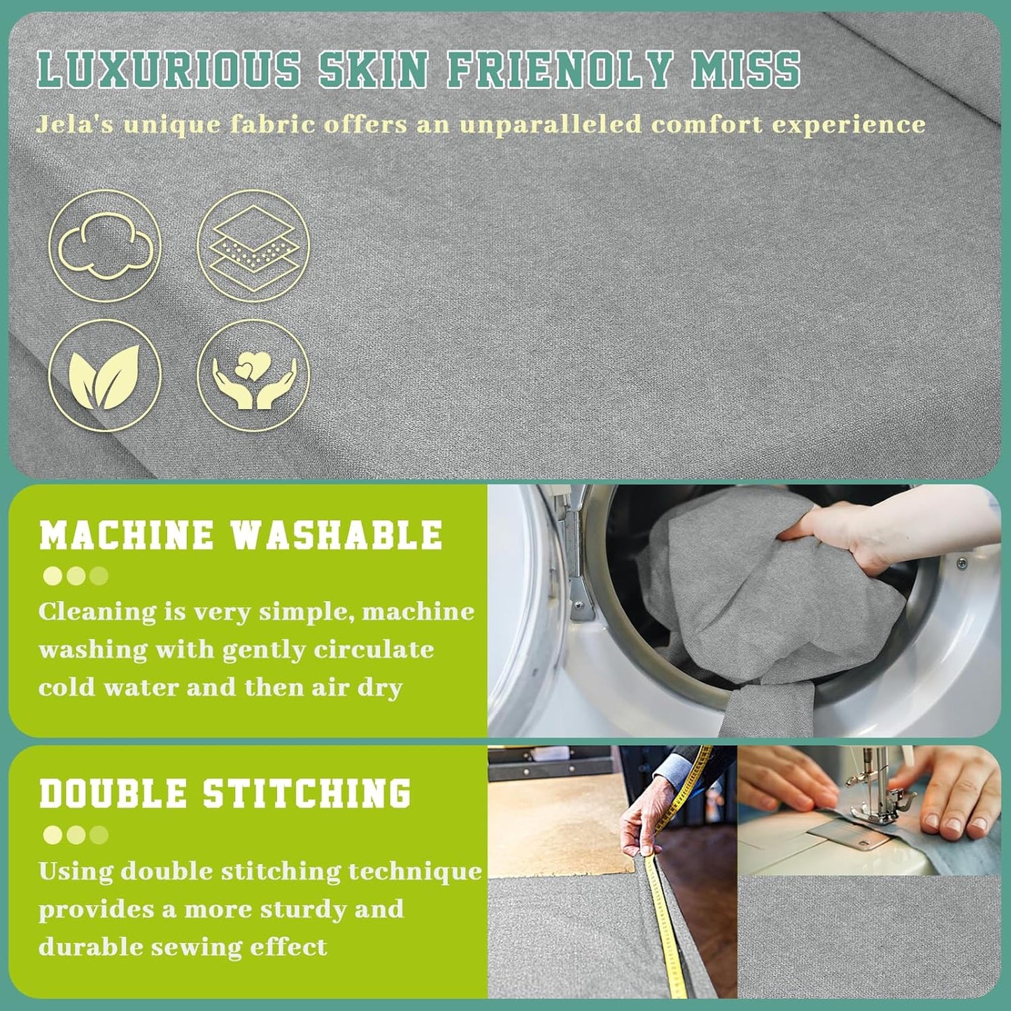 jela Foldable Sofa Bed Soft Foam Convertible Sleeper Chair Luxury Miss Fabric Fold Out Chair Bed Floor Couch with Back Support Floor Sofa for Living Room Bedroom (83"x33",Light Grey)