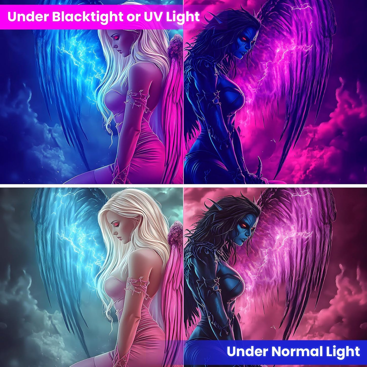 Blacklight Tapestry,WingTapestry Glow In The Dark,UV Reactive Black Light Upright Posters Wall Hanging for Bedroom Dorm Living Room Backdrop Decor (wing7, 90L" x 70W")